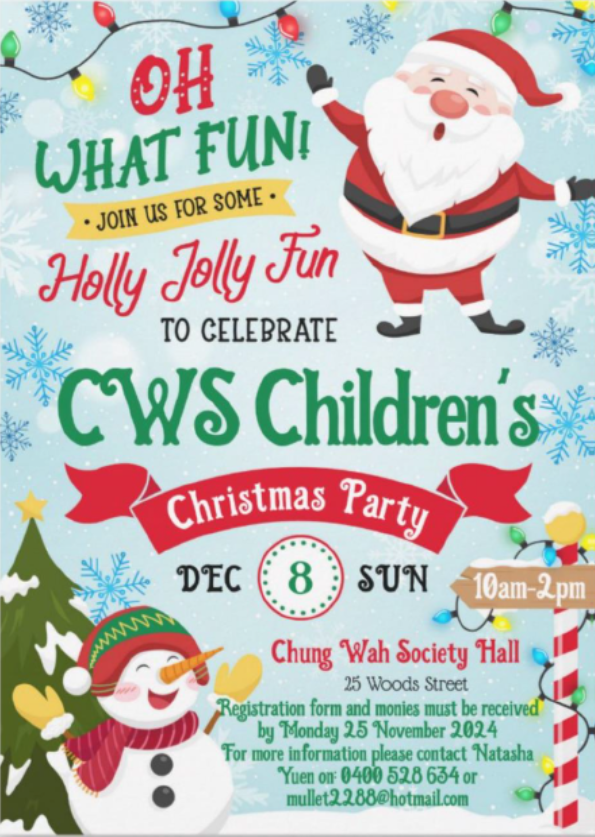 CWS Children’s Christmas Party – Sunday 8 December 2024